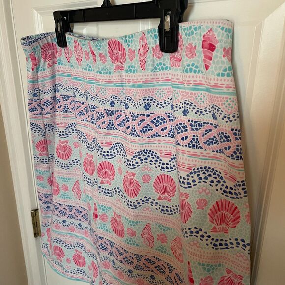 Talbots Cotton Skirt XL Printed Seashell Preppy Pickleball Travel Resort - Picture 6 of 8